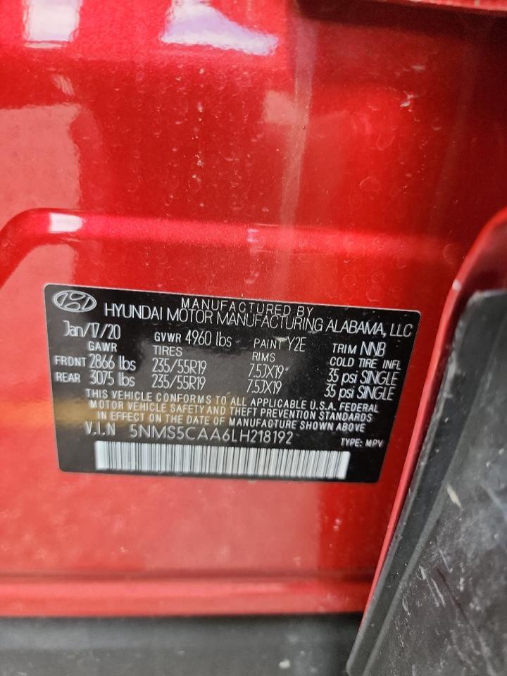 5NMS5CAA6LH218192 2020 Hyundai Santa Fe Limited