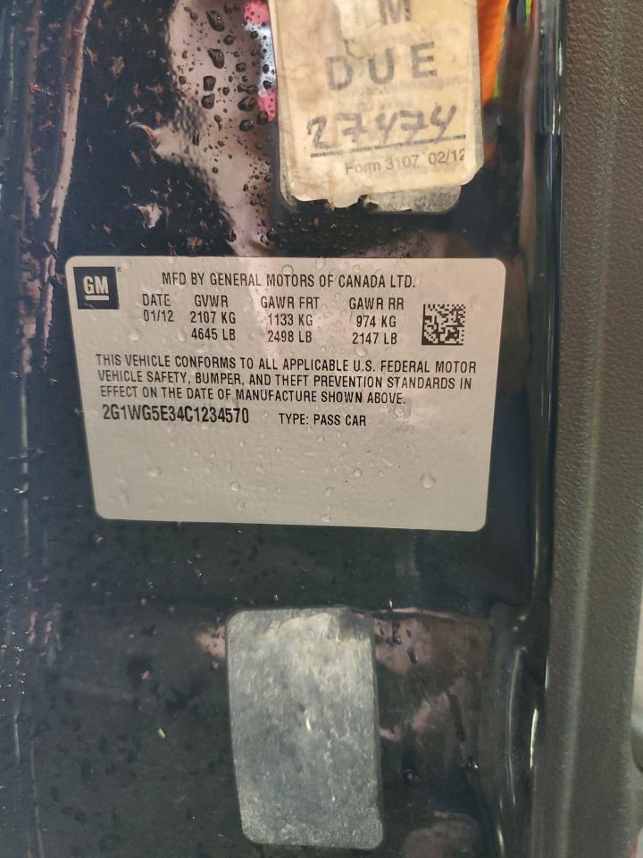 2G1WG5E34C1234570 2012 Chevrolet Impala Lt