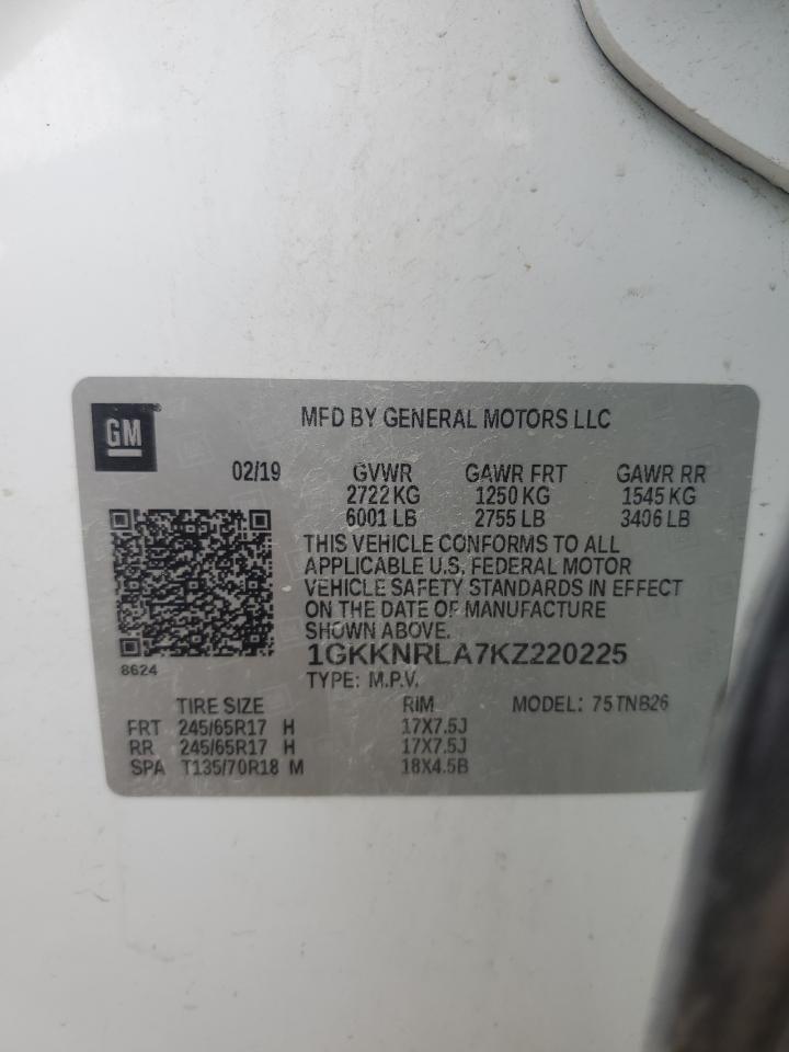 1GKKNRLA7KZ220225 2019 GMC Acadia Sle