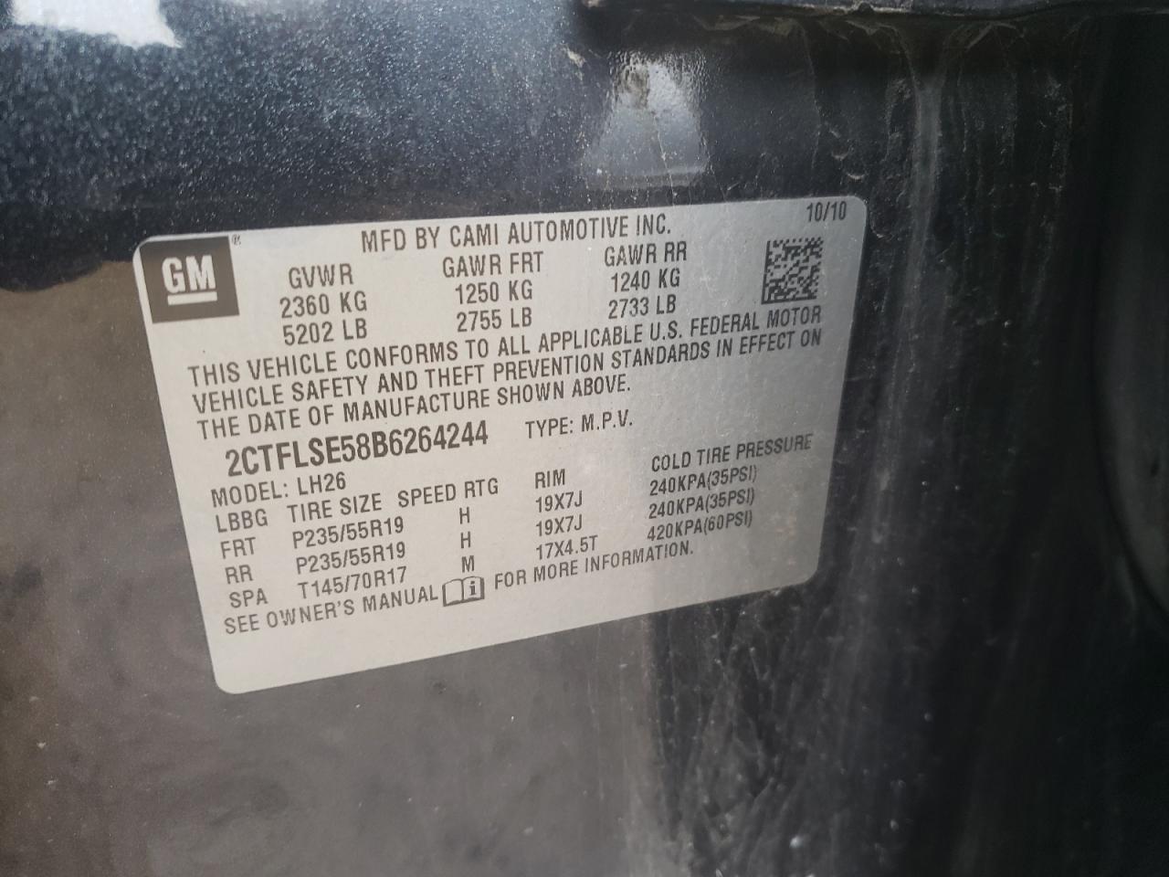 2CTFLSE58B6264244 2011 GMC Terrain Sle