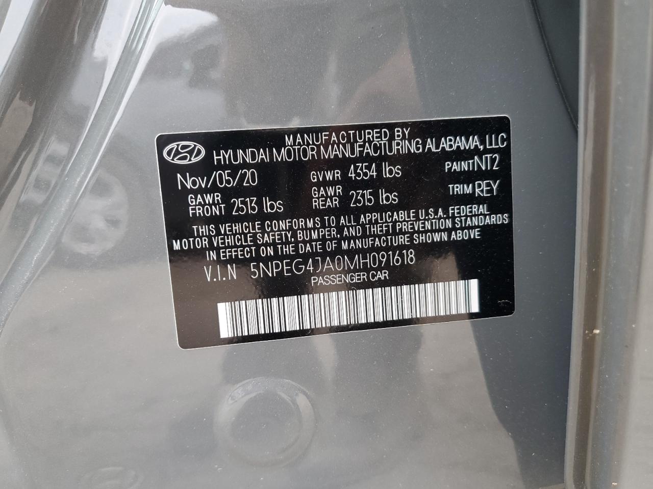 5NPEG4JA0MH091618 2021 Hyundai Sonata Se