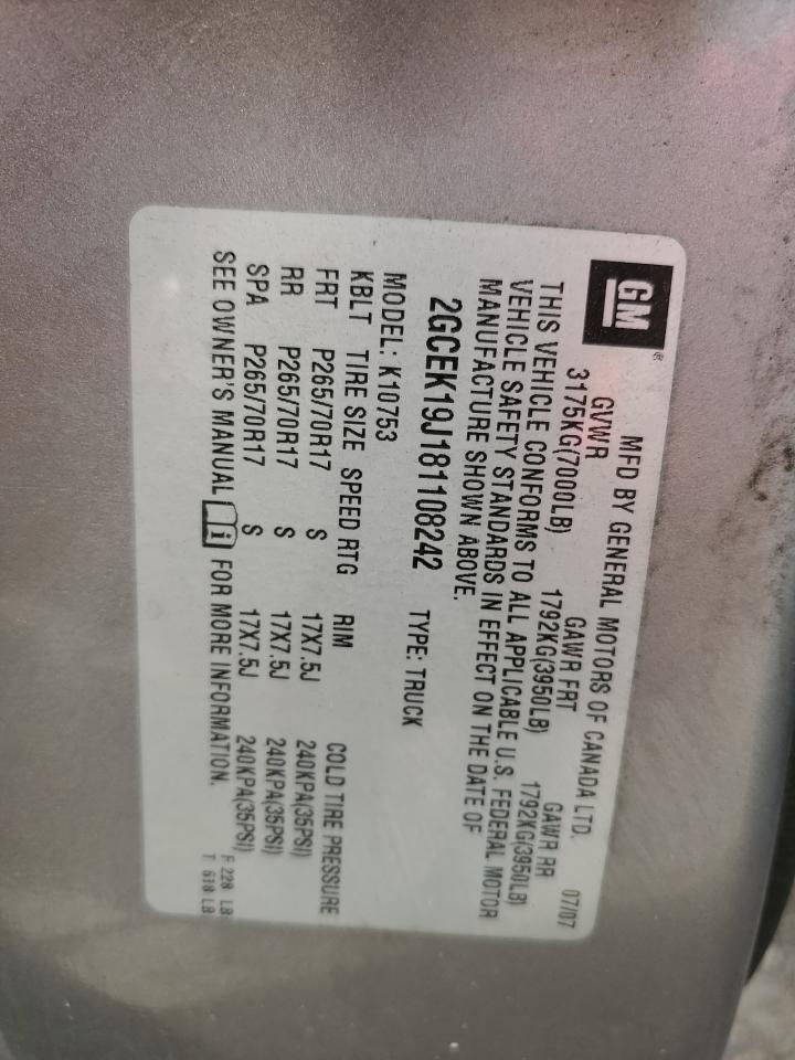 2GCEK19J181108242 2008 Chevrolet Silverado K1500