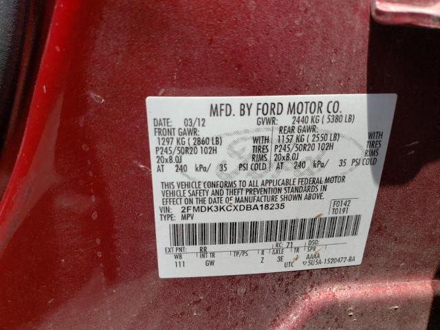 VIN 2FMDK3KCXDBA18235 2013 Ford Edge, Limited no.13