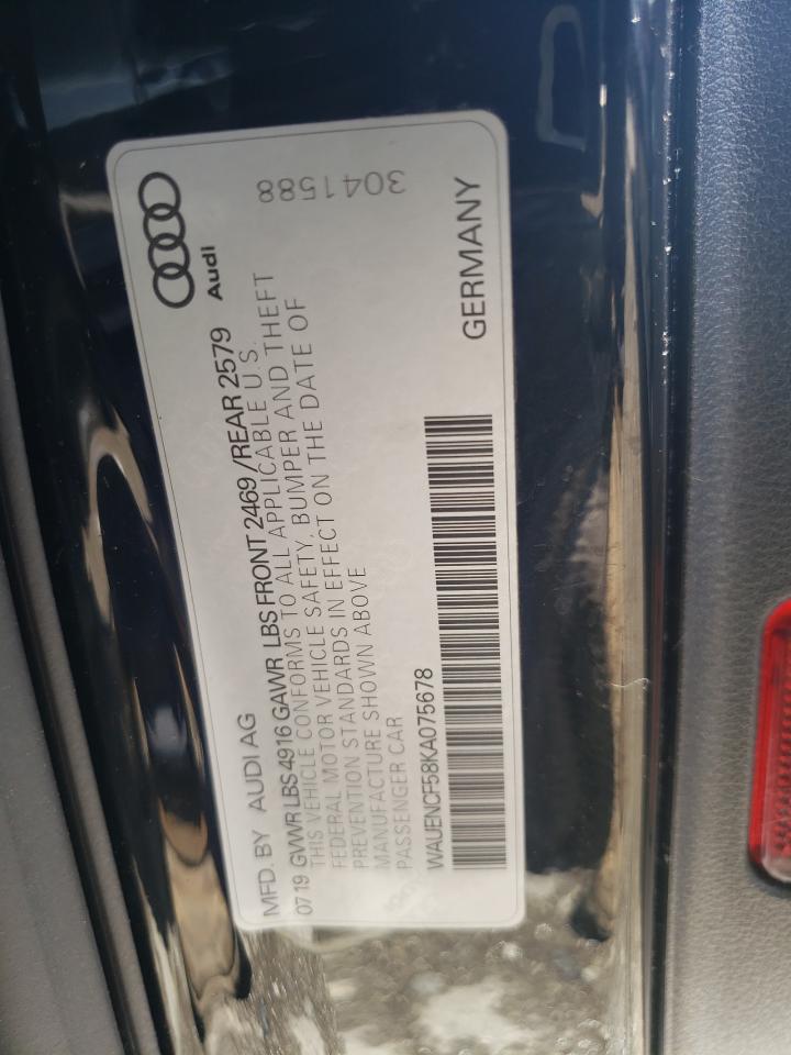 WAUENCF58KA075678 2019 Audi A5 Premium Plus S-Line