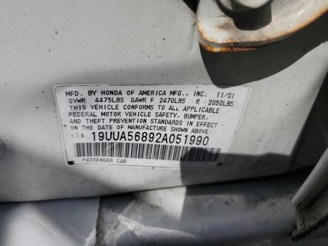 2002 Acura 3.2Tl Type-S VIN: 19UUA56892A051990 Lot: 61073644