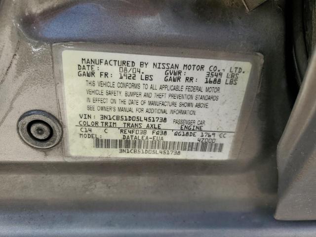 2005 Nissan Sentra 1.8 VIN: 3N1CB51D05L451738 Lot: 61450564