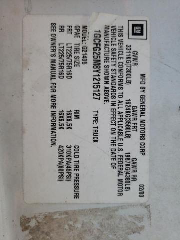 2000 Chevrolet Express G2500 VIN: 1GCFG25M8Y1215127 Lot: 62455614