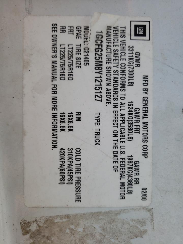 1GCFG25M8Y1215127 2000 Chevrolet Express G2500