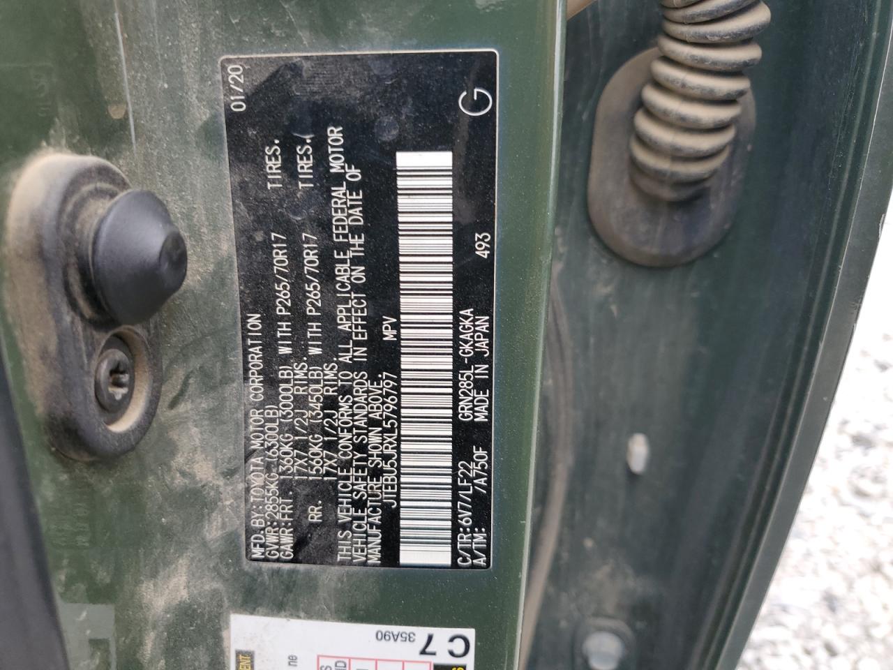 JTEBU5JRXL5796797 2020 Toyota 4Runner Sr5/Sr5 Premium