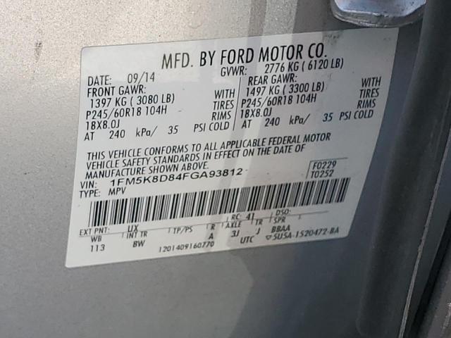 2015 FORD EXPLORER X - 1FM5K8D84FGA93812