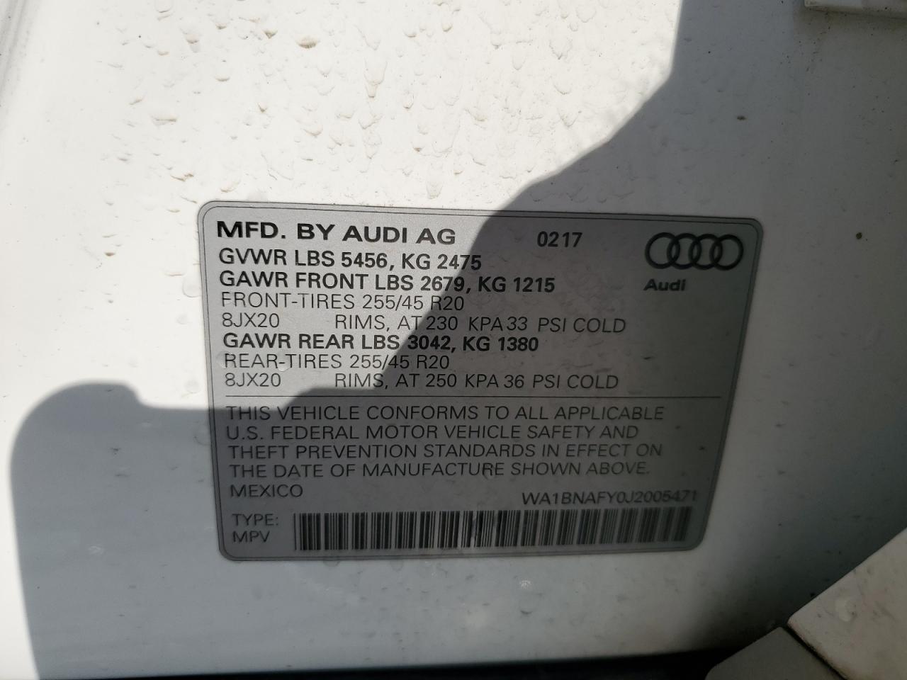 WA1BNAFY0J2005471 2018 Audi Q5 Premium Plus