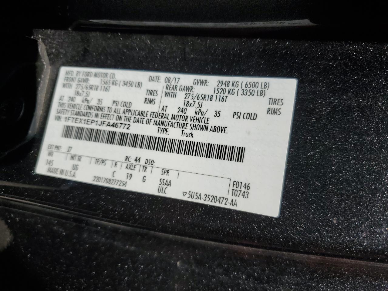 1FTEX1EP1JFA46772 2018 Ford F150 Super Cab