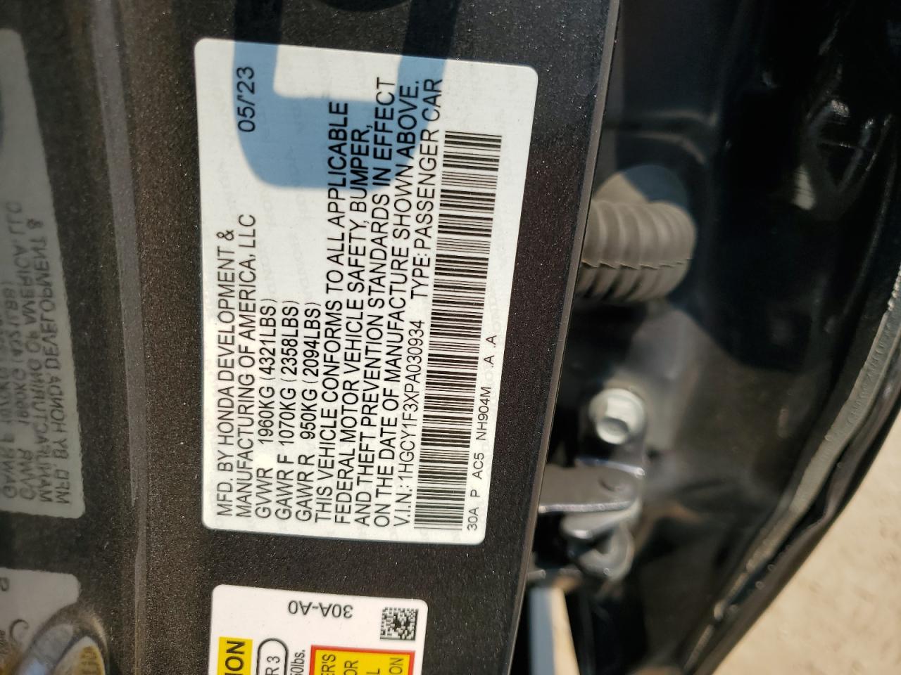 Lot #2976854787 2023 HONDA ACCORD EX