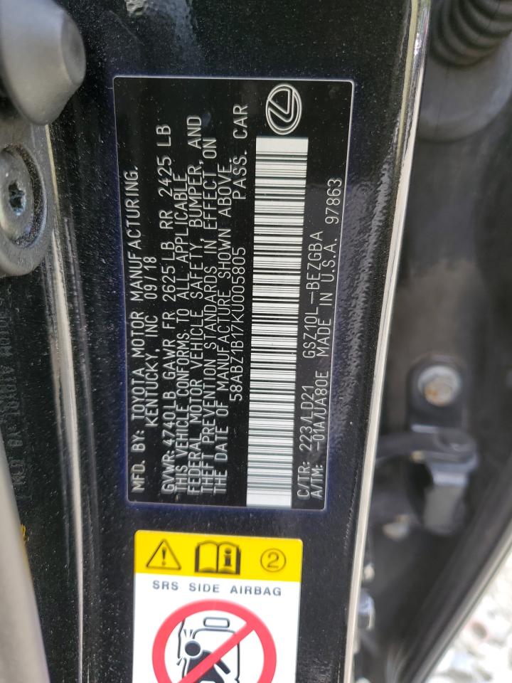 58ABZ1B17KU005805 2019 Lexus Es 350