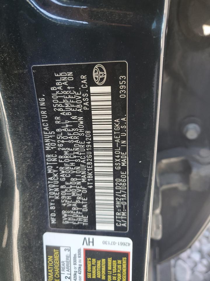 4T1BK1EB2GU194208 2016 Toyota Avalon Xle