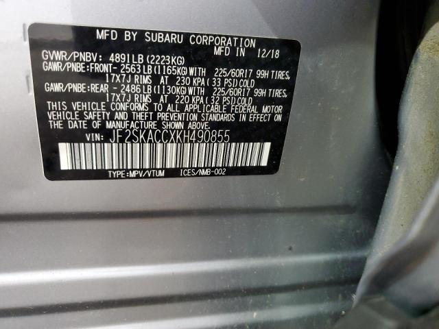 2019 SUBARU FORESTER JF2SKACCXKH490855