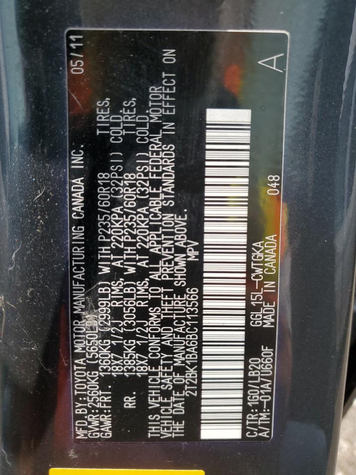 2T2BK1BA6BC113566 2011 Lexus Rx 350