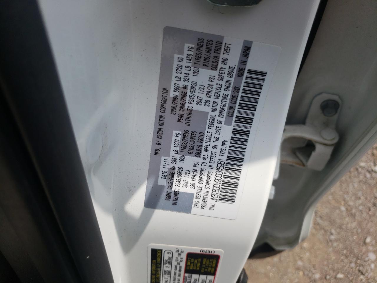 JM3TB3DV2C0346951 2012 Mazda Cx-9