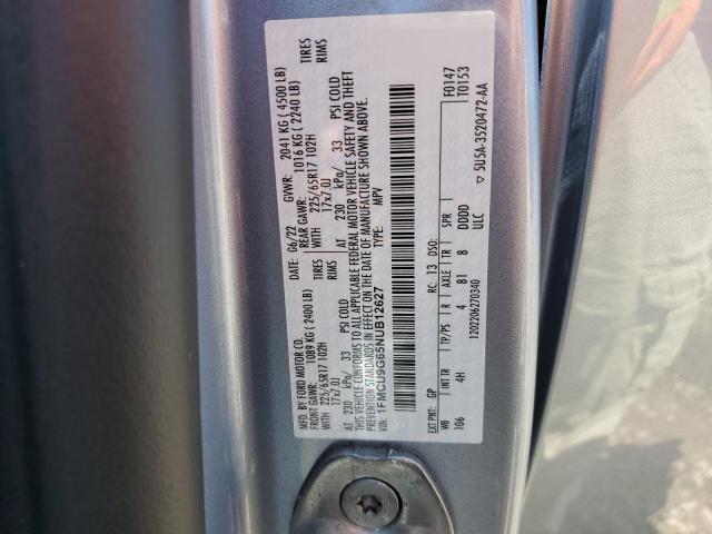 2022 Ford Escape Se VIN: 1FMCU9G65NUB12627 Lot: 60932274