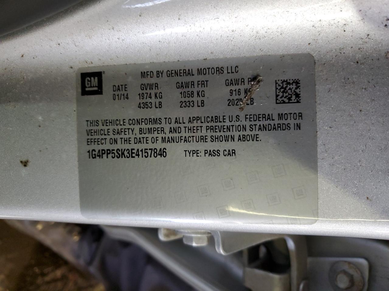 1G4PP5SK3E4157846 2014 Buick Verano