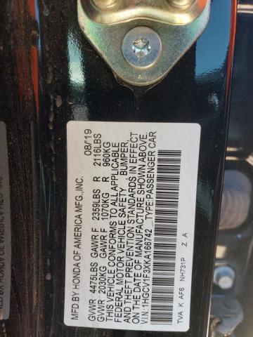 VIN 1HGCV1F3XKA166742 2019 HONDA ACCORD no.13