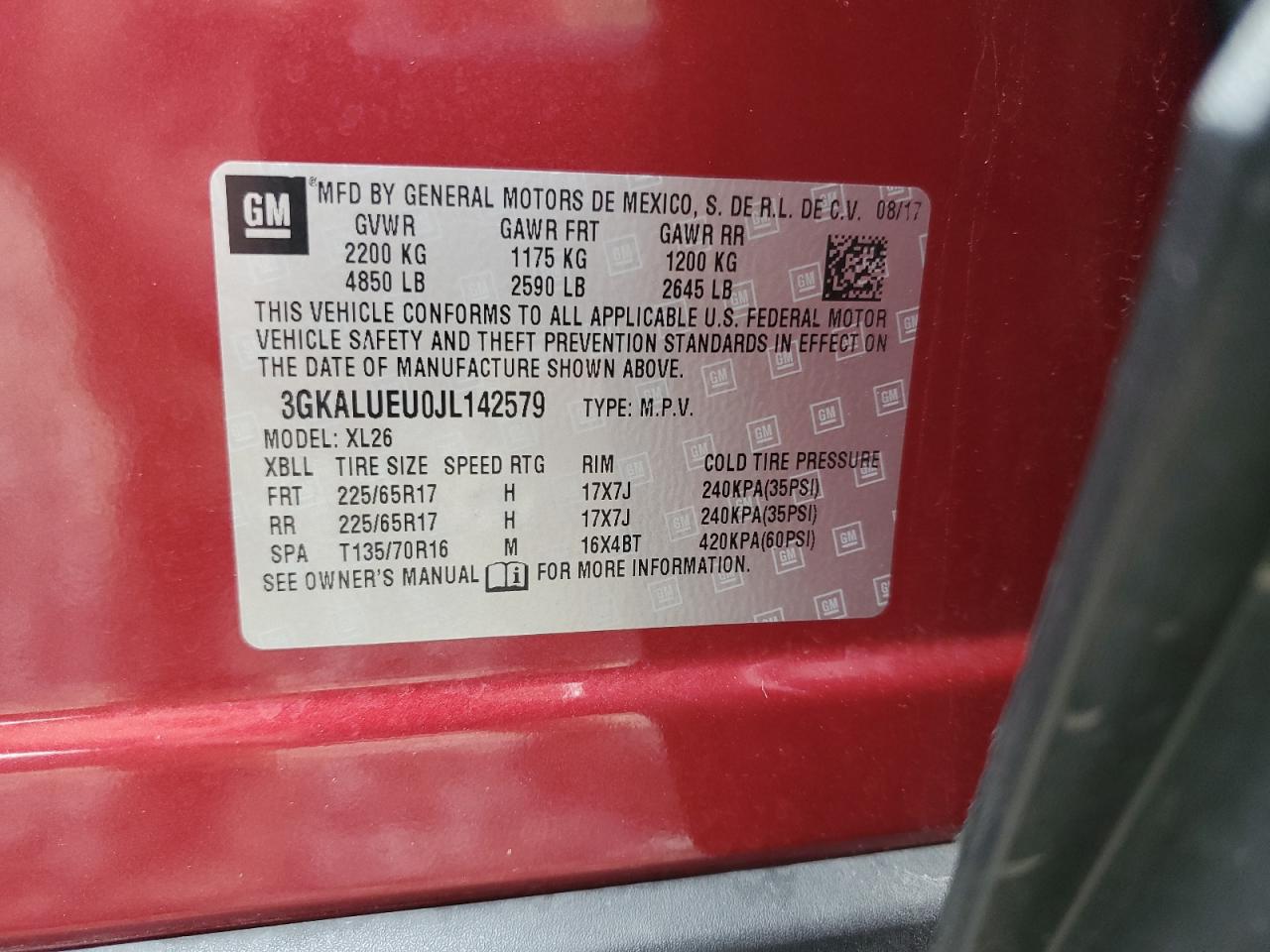 3GKALUEU0JL142579 2018 GMC Terrain Sle