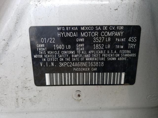 2022 Hyundai Accent Se VIN: 3KPC24A68NE163818 Lot: 60953844