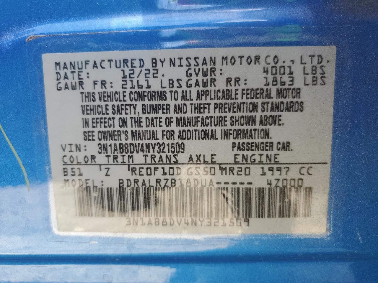3N1AB8DV4NY321509 2022 Nissan Sentra Sr