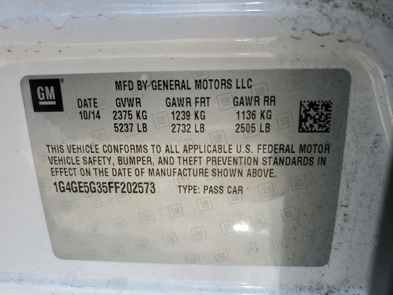 1G4GE5G35FF202573 2015 Buick Lacrosse Premium