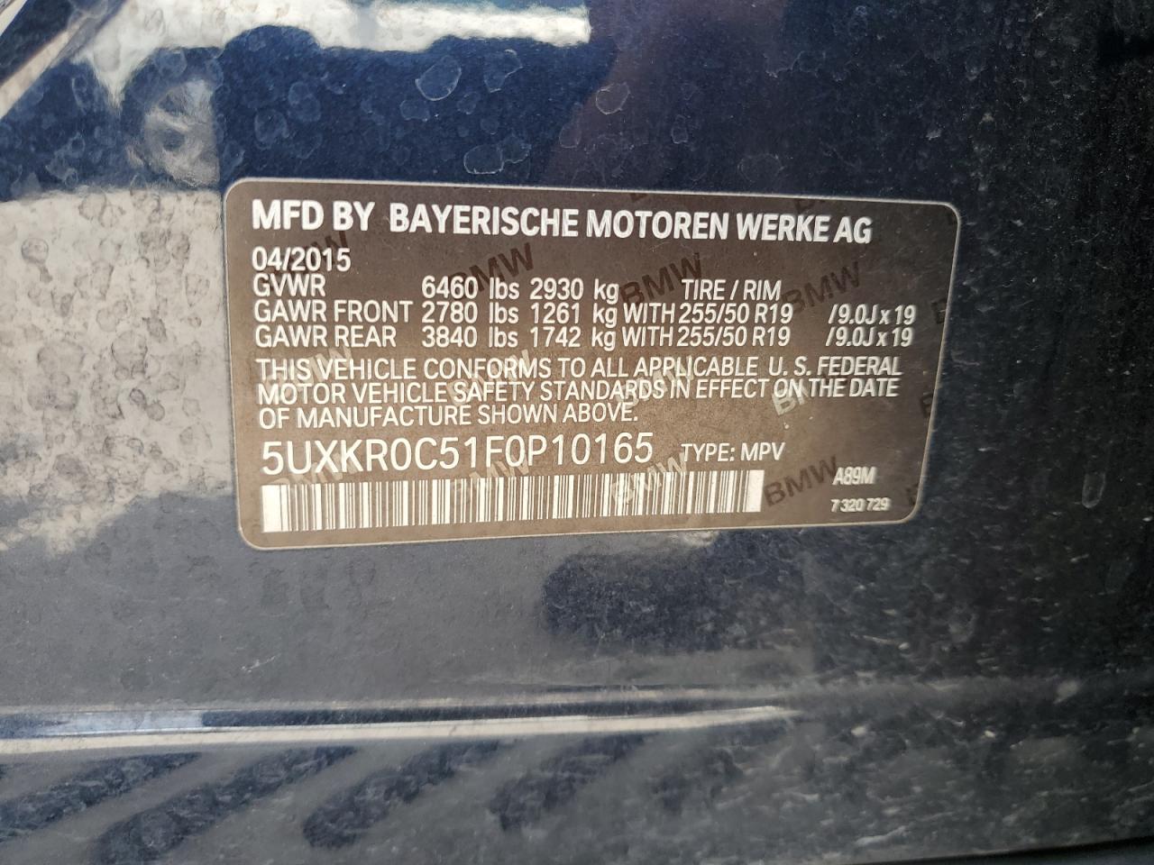 5UXKR0C51F0P10165 2015 BMW X5 xDrive35I