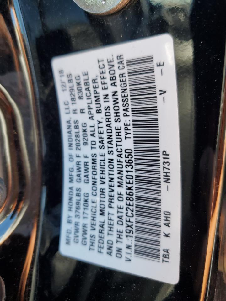 19XFC2E86KE013650 2019 Honda Civic Sport