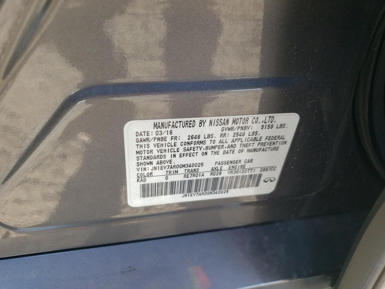 JN1EV7AR0GM340025 2016 Infiniti Q50 Premium