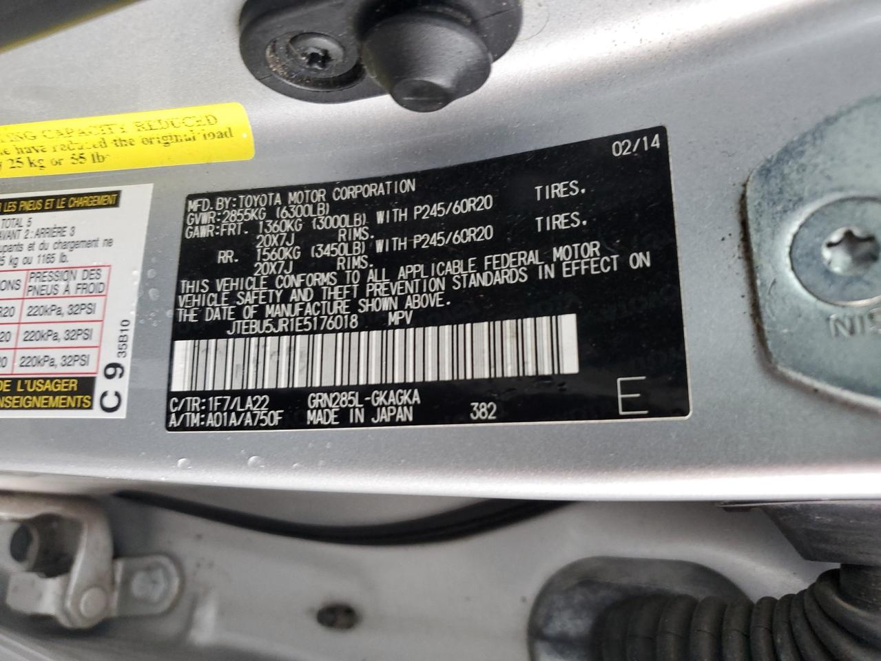 JTEBU5JR1E5176018 2014 Toyota 4Runner Sr5