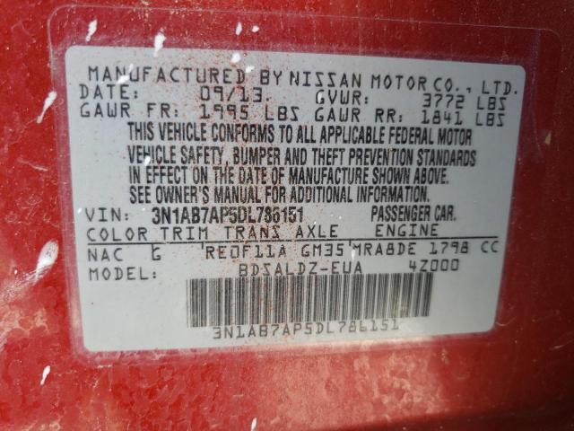 VIN 3N1AB7AP5DL786151 2013 Nissan Sentra, S no.12