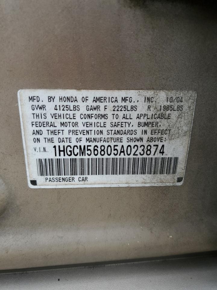 1HGCM56805A023874 2005 Honda Accord Ex