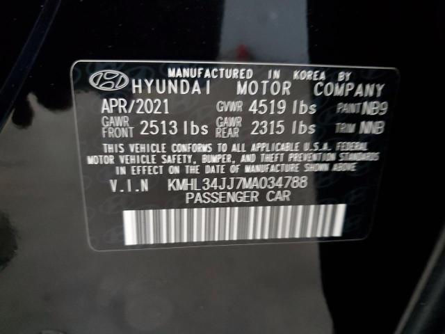 2021 Hyundai Sonata Hybrid VIN: KMHL34JJ7MA034788 Lot: 62877344