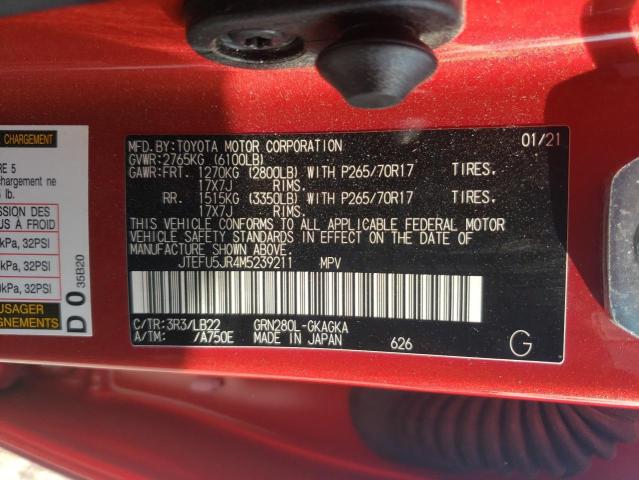 2021 TOYOTA 4RUNNER SR - JTEFU5JR4M5239211