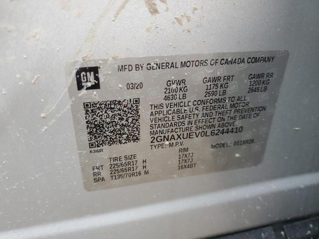 2020 CHEVROLET EQUINOX LT 2GNAXUEV0L6244410  62863894