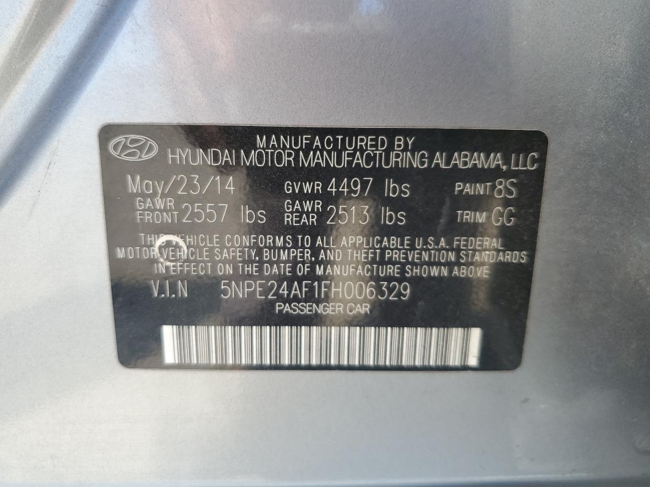 5NPE24AF1FH006329 2015 Hyundai Sonata Se