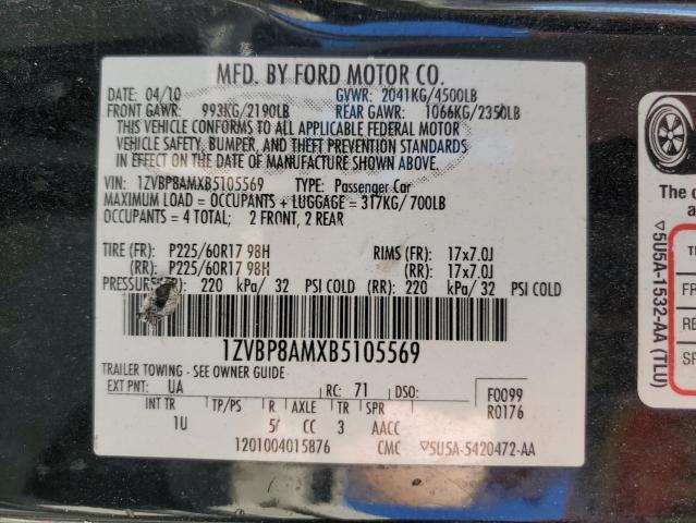 2011 Ford Mustang VIN: 1ZVBP8AMXB5105569 Lot: 61162574