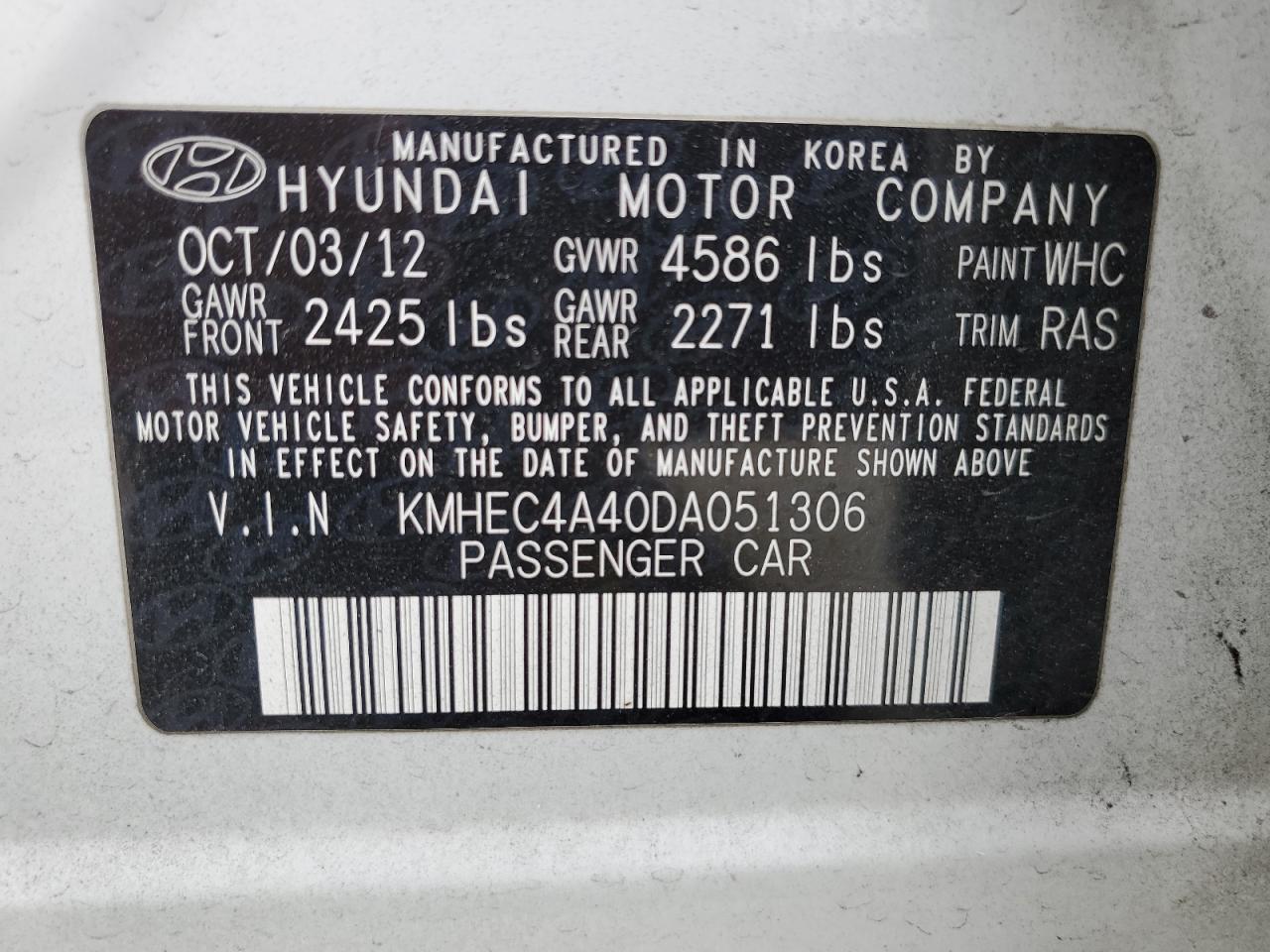 KMHEC4A40DA051306 2013 Hyundai Sonata Hybrid