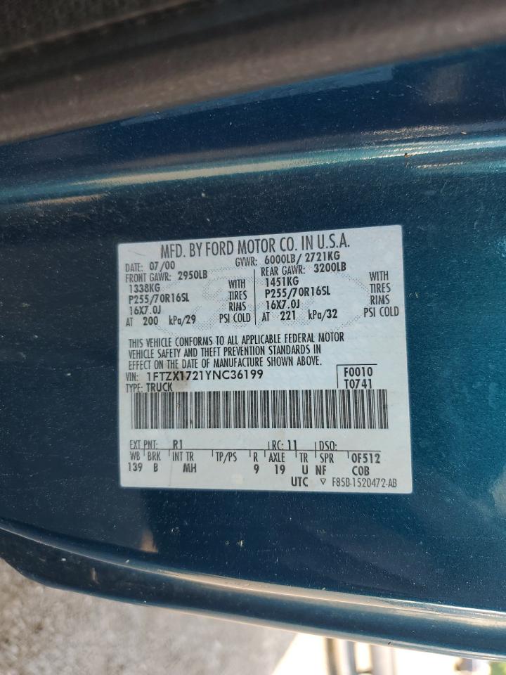 1FTZX1721YNC36199 2000 Ford F150