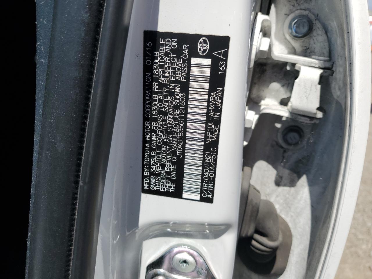 JTDKDTB35G1121603 2016 Toyota Prius C