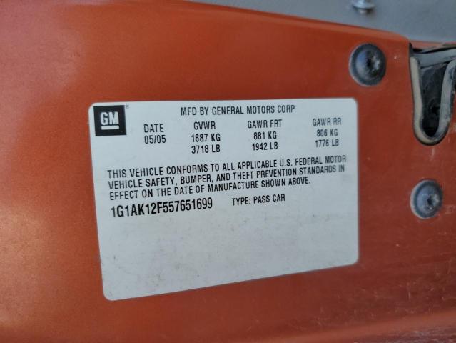 2005 Chevrolet Cobalt VIN: 1G1AK12F557651699 Lot: 62304764