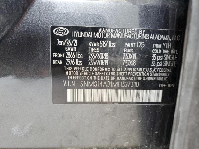 2021 Hyundai Santa Fe Se VIN: 5NMS14AJ1MH327310 Lot: 61156014