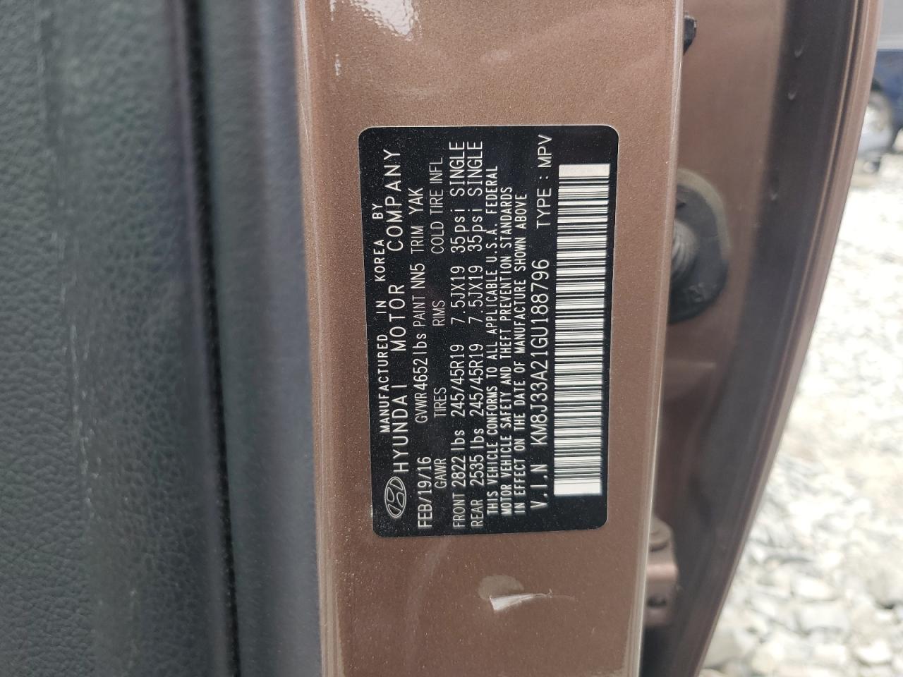 KM8J33A21GU188796 2016 Hyundai Tucson Limited