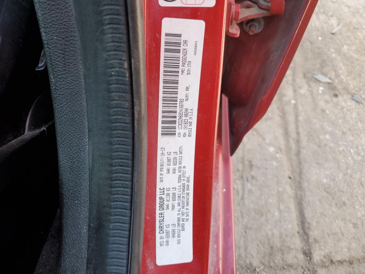 1C3CDZAB2EN166783 2014 Dodge Avenger Se