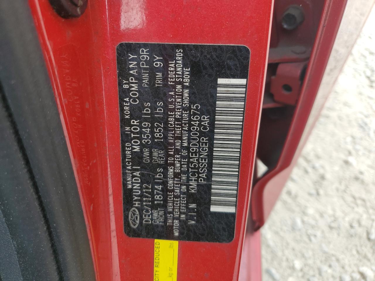 KMHCT5AE9DU094675 2013 Hyundai Accent Gls