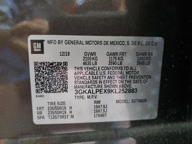 2019 GMC Terrain Slt VIN: 3GKALPEX9KL252883 Lot: 61701044