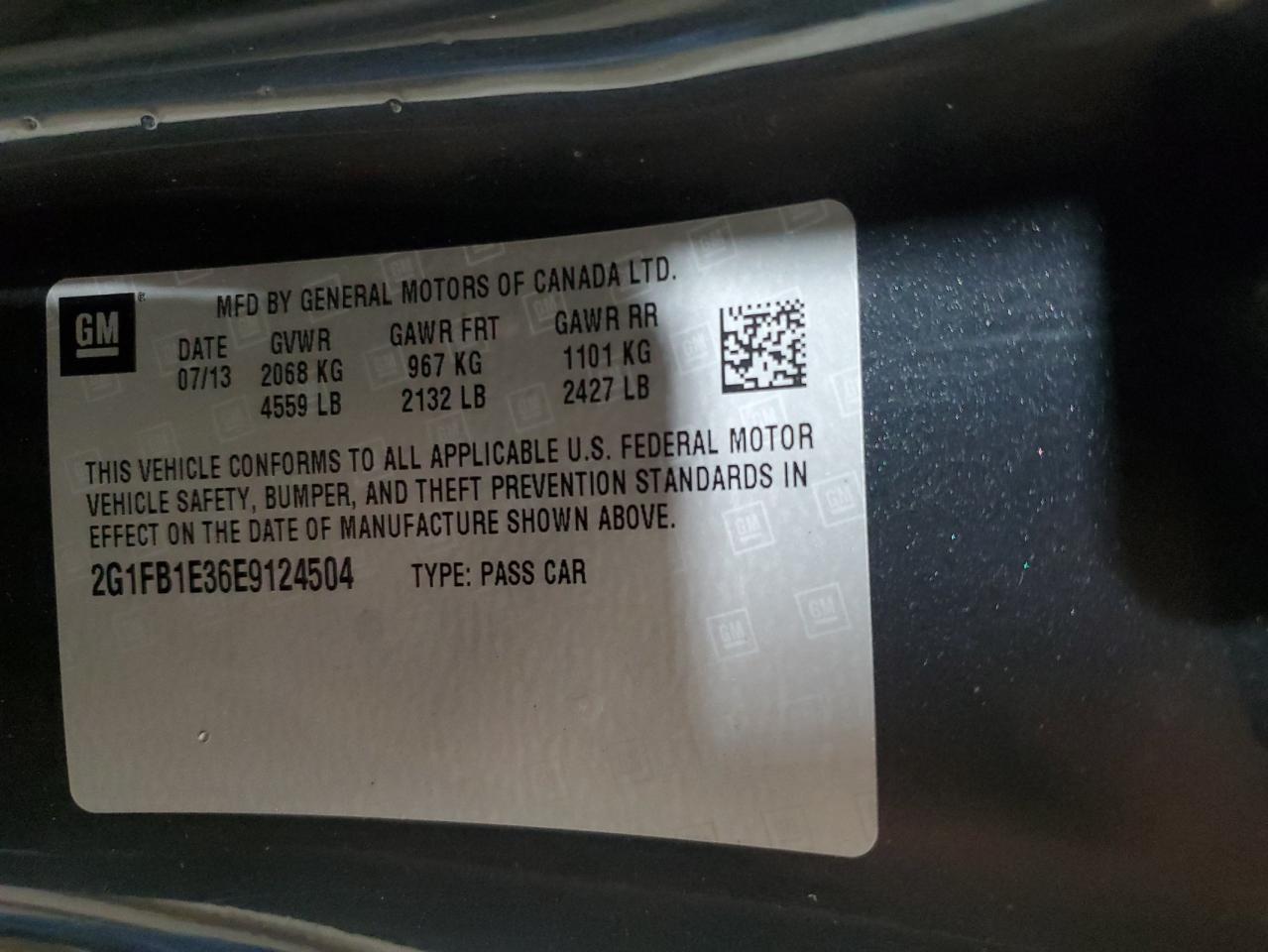 2G1FB1E36E9124504 2014 Chevrolet Camaro Lt